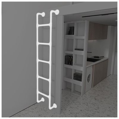 Black White Attic Ladder Vintage Industrial Iron Pipe, Basement Window Well Escape Ladder, Top Bunk Bed Ladder Only for Dorm Room Camper Travel Trailer RV Motorhome, Kids Adults ( Color : White , Size