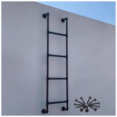 Basement Window Well Egress Ladder, Attic / Yard Wall Ladder Wrought Iron, Escape Ladder Bunk Bed Ladder with Screws, 230 220 210 200 190 180 170 160 150 140 130 120 110 100 cm High ( Color : Black ,