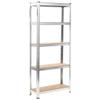 5-Layer Storage Shelf ,Food Shelf,Display Rack,Goods Ahelf,Kitchen Rack,Business Shelf,for Placing In The Hall, Living Room, Bedroom, Balcony,Office,Kitchen,Garage,Silver Steel&Engineered Wood view 1