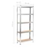 5-Layer Storage Shelf ,Food Shelf,Display Rack,Goods Ahelf,Kitchen Rack,Business Shelf,for Placing In The Hall, Living Room, Bedroom, Balcony,Office,Kitchen,Garage,Silver Steel&Engineered Wood view 2