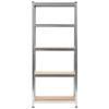 5-Layer Storage Shelf ,Food Shelf,Display Rack,Goods Ahelf,Kitchen Rack,Business Shelf,for Placing In The Hall, Living Room, Bedroom, Balcony,Office,Kitchen,Garage,Silver Steel&Engineered Wood view 3