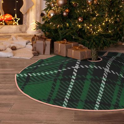 DKJlitter Christmas Tree Skirt, Scottish Clan MacLean Green Black Hunting Tartan Xmas Tree Skirts Mat Farmhouse Rustic Xmas Holiday Indoor Party Outdoor Decoration 30 inches
