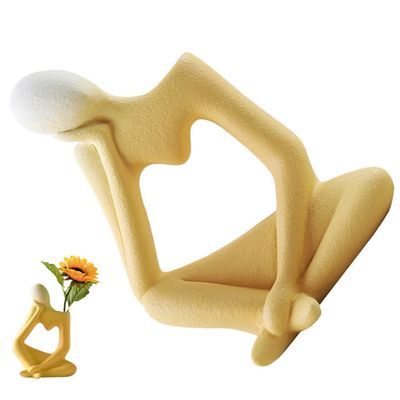 HOMSFOU Abstract Ceramic Vase Decoration Minimalist Desktop Flower Holder for Dried Flowers Decor Accent Soft for Weddings Housewarming and Gifting