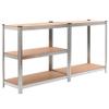 5-Layer Heavy-duty Shelves ,Storage Rack,Display Rack,Bookshelf,Food Shelf,Corner Shelf,for Garage, Kitchen, Warehouse, Living Room, Bedroom, Basement, Workplace, 2 pcs Silver Steel&Engineered Wood view 2