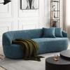 86.61" Round Curved Uphostery Boucle Couch, Mid-Century Modern Blue Minimalist Cloud Sofa for Living Room Bedroom Small Apartment view 1