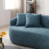 86.61" Round Curved Uphostery Boucle Couch, Mid-Century Modern Blue Minimalist Cloud Sofa for Living Room Bedroom Small Apartment view 3