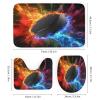 FBMLBRB Cool Ice Hockey Sports 4 Pieces Shower Curtain Set, Abstract Paint Style Graffiti Fire Ice Hockey Ball Non-Slip Rugs Toilet Lid Cover Bath Mat and Bathroom Curtain view 3