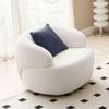 360 Swivel Armchair Single Couch, Comfy SinglReading Chair with Extra Deep Seats, Mid Century Modern Curved Sofa for Living Room, Apartment, Home Office, Tool-Free Assembly,Beige view 1