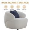 360 Swivel Armchair Single Couch, Comfy SinglReading Chair with Extra Deep Seats, Mid Century Modern Curved Sofa for Living Room, Apartment, Home Office, Tool-Free Assembly,Beige view 4