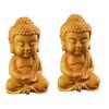 DECHOUS 2pcs Buddha Statue Deco Outdoor Tabletop Decor mini Decor Desk Topper Wood Buddha Figurines Wooden sakyamuni Wood Sculpture Craft car Tathagata view 1