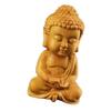 DECHOUS 2pcs Buddha Statue Deco Outdoor Tabletop Decor mini Decor Desk Topper Wood Buddha Figurines Wooden sakyamuni Wood Sculpture Craft car Tathagata view 2