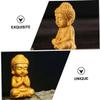 DECHOUS 2pcs Buddha Statue Deco Outdoor Tabletop Decor mini Decor Desk Topper Wood Buddha Figurines Wooden sakyamuni Wood Sculpture Craft car Tathagata view 3