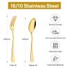 12 Pieces Spoons and Forks Set,Food Grade Stainless Steel Flatware Cutlery Set,6 Forks(6.8 inch)and 6 Spoons(6.6inch)Silverware Set for Home,Kitchen,Restaurant-Mirror Polished & Dishwasher Safe(Gold) view 2