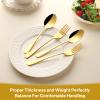 12 Pieces Spoons and Forks Set,Food Grade Stainless Steel Flatware Cutlery Set,6 Forks(6.8 inch)and 6 Spoons(6.6inch)Silverware Set for Home,Kitchen,Restaurant-Mirror Polished & Dishwasher Safe(Gold) view 3