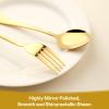 12 Pieces Spoons and Forks Set,Food Grade Stainless Steel Flatware Cutlery Set,6 Forks(6.8 inch)and 6 Spoons(6.6inch)Silverware Set for Home,Kitchen,Restaurant-Mirror Polished & Dishwasher Safe(Gold) view 4