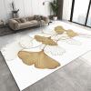 ELLECO White Gold Ginkgo Leaves Area Rugs, Platinum Lines Leaves Indoor Non-Slip Kids Rug, Upholstery Rug with Non-Slip Backing for Kids Boys Girls Bedroom Living Room Dining Room Study 5ftx8ft view 1