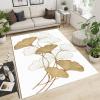 ELLECO White Gold Ginkgo Leaves Area Rugs, Platinum Lines Leaves Indoor Non-Slip Kids Rug, Upholstery Rug with Non-Slip Backing for Kids Boys Girls Bedroom Living Room Dining Room Study 5ftx8ft view 3