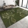 ELLECO Dark Green Golden Lotus Indoor Area Rugs, Simple Line Flowers Non-Slip Kids Rug, Upholstery Rug with Non-Slip Backing for Kids Boys Girls Bedroom Living Room Dining Room Study 5ftx8ft view 1