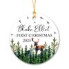 Baby's First Christmas Ornament 2025 - Personalized Woodland Deer 1st Xmas Keepsake for Kids - Custom Name and Year Gift for Boy Girl view 1