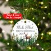 Baby's First Christmas Ornament 2025 - Personalized Woodland Deer 1st Xmas Keepsake for Kids - Custom Name and Year Gift for Boy Girl view 2