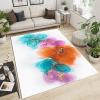 Blue Orange Watercolor Flower Art Area Rugs, Retro Dreamy Doodle Flowers Indoor Non-Slip Kids Rug, Upholstery Rug with Non-Slip Backing for Kids Boys Girls Bedroom Living Room Dining Room 6ftx8ft view 1