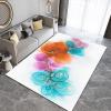 Blue Orange Watercolor Flower Art Area Rugs, Retro Dreamy Doodle Flowers Indoor Non-Slip Kids Rug, Upholstery Rug with Non-Slip Backing for Kids Boys Girls Bedroom Living Room Dining Room 6ftx8ft view 3