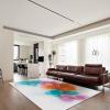Blue Orange Watercolor Flower Art Area Rugs, Retro Dreamy Doodle Flowers Indoor Non-Slip Kids Rug, Upholstery Rug with Non-Slip Backing for Kids Boys Girls Bedroom Living Room Dining Room 6ftx8ft view 4