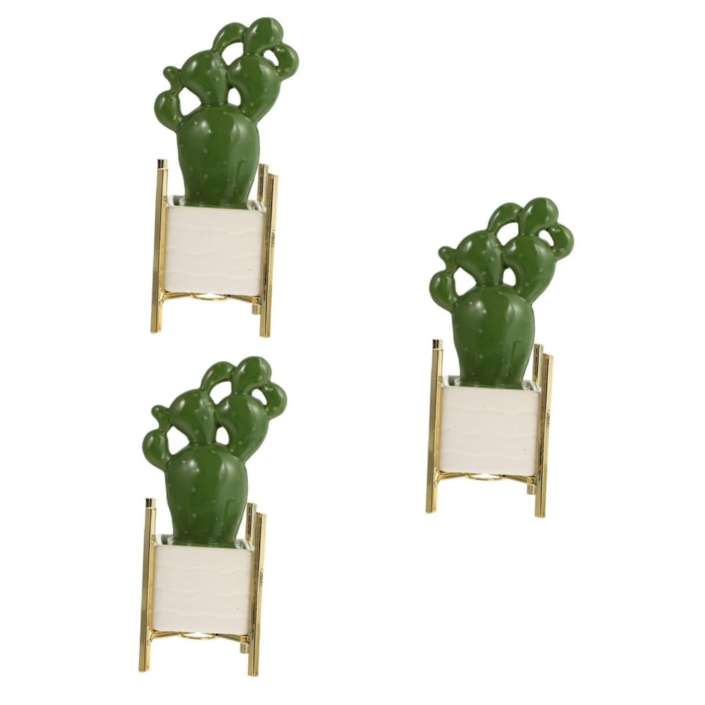 3 pcs Artificial Cactus Crystal Potted Succulents Artificial Simulation Plants Decorations Mini pots Hawaiian Decor Green vases Ceramic Cactus Potted Ceramics Bonsai Adornment car/1598
