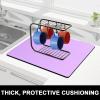 Rnivvi Dish Drying Mat for Kitchen Counter, 16 x 18" Cute Absorbent Heat Resistant Drying Pad with Non-slip Rubber, Coffee Bar Mats for Coffee Machine Dish Rack Kitchen Decor Accessories, Purple view 2