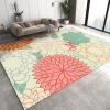 Pink Green Orange Flowers Area Rugs, Watercolor Line Art Flowers Soft Washable Carpet, Upholstery Rug with Non-Slip Backing for Kids Boys Girls Bedroom Living Room Dining Room Study 6.6ftx5.3ft view 1