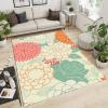 Pink Green Orange Flowers Area Rugs, Watercolor Line Art Flowers Soft Washable Carpet, Upholstery Rug with Non-Slip Backing for Kids Boys Girls Bedroom Living Room Dining Room Study 6.6ftx5.3ft view 3
