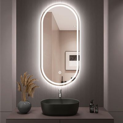 YFZNWHX Oval LED Bathroom Mirror, Lighted Wall Mounted Vanity Mirror, Smart Large Lighted Makeup Mirror, Memory Function, Dimmable 3000-6000K (Size : 50x80cm)