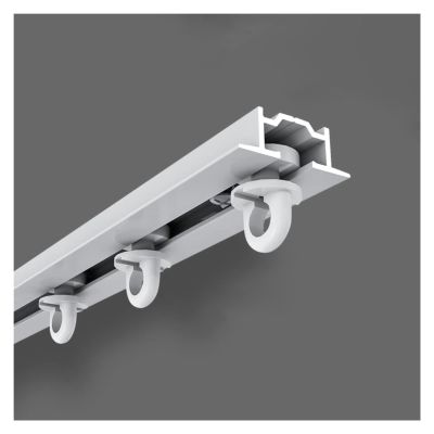 HDYZJQ Aluminum Ceiling Curtain Track for Hidden Mount, White Black, Recessed Balcony Sliding Rail for Privacy Divider, Straight Rod with Complete Kit(20ft/609.6cm)
