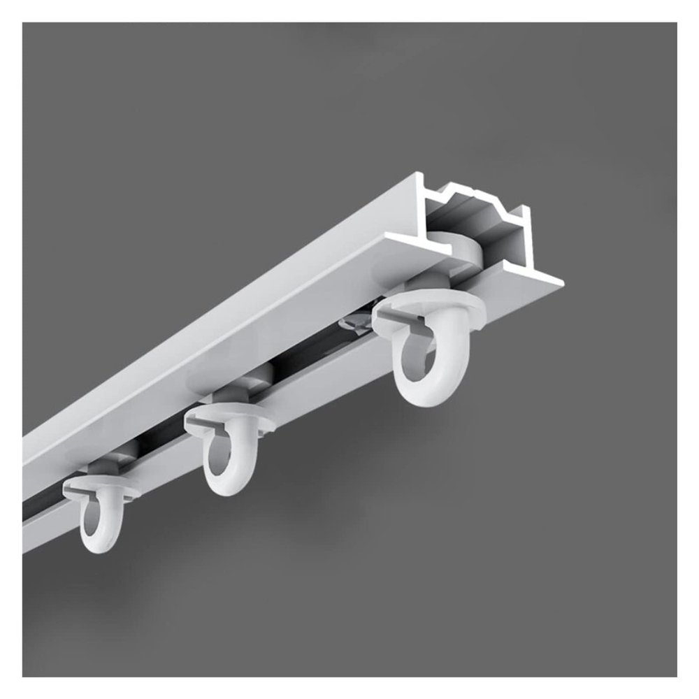 HDYZJQ Aluminum Ceiling Curtain Track for Hidden Mount, White Black, Recessed Balcony Sliding Rail for Privacy Divider, Straight Rod with Complete Kit(20ft/609.6cm)