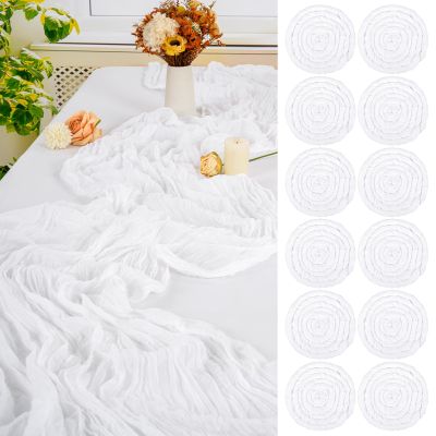 12 Pack White Cheesecloth Table Runner,10FT Gauze Boho Long Christmas Cheesecloth Tablerunners 20x120inch Rustic Cheese Cloth Table Runners for Wedding Party Bridal Shower,Table Decorationsa