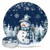 Coasters for Drinks Set of 6 with Holder Dark Blue Christmas Snowman Xmas Tree Snowflake Ceramic Cup Mat Absorbent Ceramic Stone Coasters with Cork Base for Coffee Cups Table Home Decor 4 in view 1
