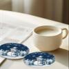 Coasters for Drinks Set of 6 with Holder Dark Blue Christmas Snowman Xmas Tree Snowflake Ceramic Cup Mat Absorbent Ceramic Stone Coasters with Cork Base for Coffee Cups Table Home Decor 4 in view 2