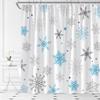 AMFD Christmas Snowflake Shower Curtain Winter Snowy Blue Gray Merry Christmas Holidy Fabric Bathroom Curtain Set with Hooks(67" Wx70 H) view 1
