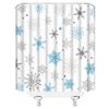 AMFD Christmas Snowflake Shower Curtain Winter Snowy Blue Gray Merry Christmas Holidy Fabric Bathroom Curtain Set with Hooks(67" Wx70 H) view 3