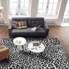 BISINA Black and White Leopard Design Area Rug, Simple and Personalized Kids Room Runner Rug, Living Room Decorative Outdoor Rug for Kids Girls Boys Bedroom, Non-Slip Washable Decorative Rug5x7ft view 4