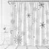 AMFD Christmas Snowflake Shower Curtain Winter Snowy Gray Merry Christmas Holidy Fabric Bathroom Curtain Set with Hooks(67" Wx70 H) view 1