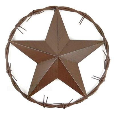 Texas Metal Barn Wall Star Barbed Wire Ring Rustic Brushed Brown Finish 12.5 in -26kopi