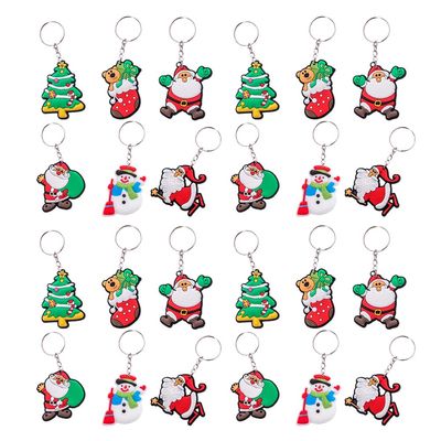 VOSAREA 30Pcs Christmas Keychain Bulk Reindeer Santa Christmas Tree Keychain Party Favors Hanging Xmas for Purse Backpack Luggage (Random Pattten)