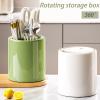 Dxcaicc Utensil Holder for Countertop,360 Rotating Large Capacity Cooking Utensil Holder,Plastic Utensil Holder with Removable Divider,Drainer Holder for Fork, Chopsticks,Spoon,White view 2