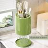 Dxcaicc Utensil Holder for Countertop,360 Rotating Large Capacity Cooking Utensil Holder,Plastic Utensil Holder with Removable Divider,Drainer Holder for Fork, Chopsticks,Spoon,White view 4
