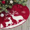 Christmas Tree Skirt, Snowflakes Xmas Tree Skirts Large Christmas Tree Mat with Snowy and Deer Pattern for Decorations Holiday Party,48 Inches view 4