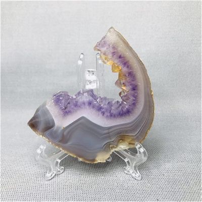 Amethyst Rough Stone Angel Halo Natural Agate and Amethyst Texture Original Gemstone Slices Home Spiritual Decoration (Color : Dark Khaki)