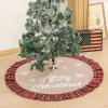 Christmas Tree Skirt 48 inches, Red Snowman Xmas Tree Mat Ornaments with Snowflake for Holiday Party New Year Christmas Decorations view 4