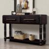 54 Inch Pine Wood Console Table with 2 Drawers and Open Bottom Shelf, 2 Outlets and 2 USB,Imitation Crocodile Skin Apperance Retro Sofa Table,for Entryway Hallway Living Room (Distressed Black-001) view 3