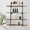 DNYSYSJ 36 Industrial Pipe Shelving Wall Mounted Rustic Metal Floating Shelves,Steampunk Real Wood Book Shelves,Wall Shelf Unit Bookshelf Hanging Wall Shelves,Farmhouse Kitchen Bar Shelving(4 Tier) view 1